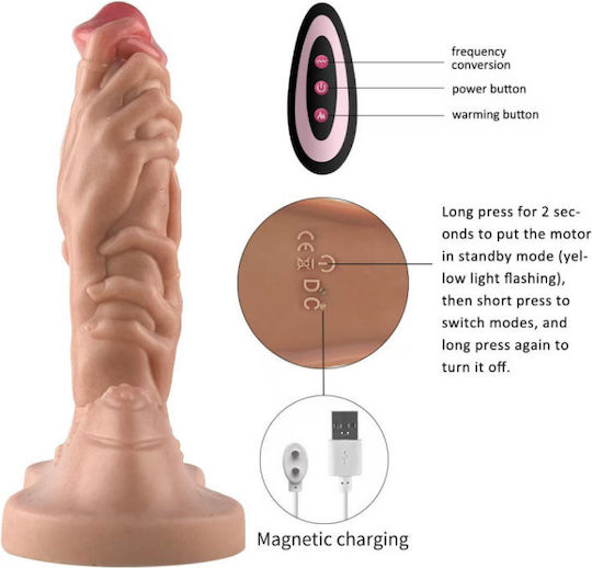 Dildo Consolador Realista con Empuje, Vibración y Calor- Triple Motor