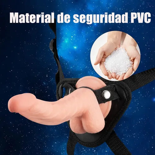 Kit Arnés Ajustable PleasureFit + Dildo Realista 19.5 cm | Silicona