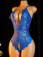 Body Lencería Azul de Encaje Floral con Espalda Descubierta talla S/M