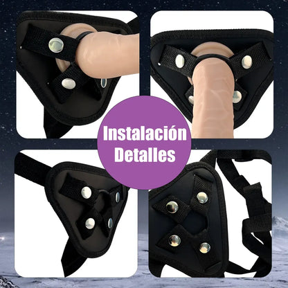 Kit Arnés Ajustable PleasureFit + Dildo Realista 19.5 cm | Silicona