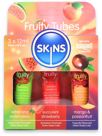 Pack Lubricantes de Sabores Skins Fruity Tubes 3 x 12ml – Base de Agua