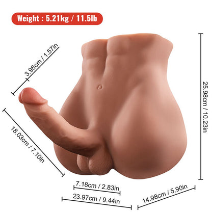 Torso Sex Doll Masculino 2 en 1 con Pene Realista de 19cm