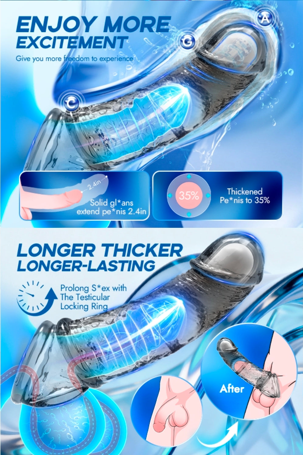 Funda Extensora de Pene Vibratoria Utimi 4 -1 con App