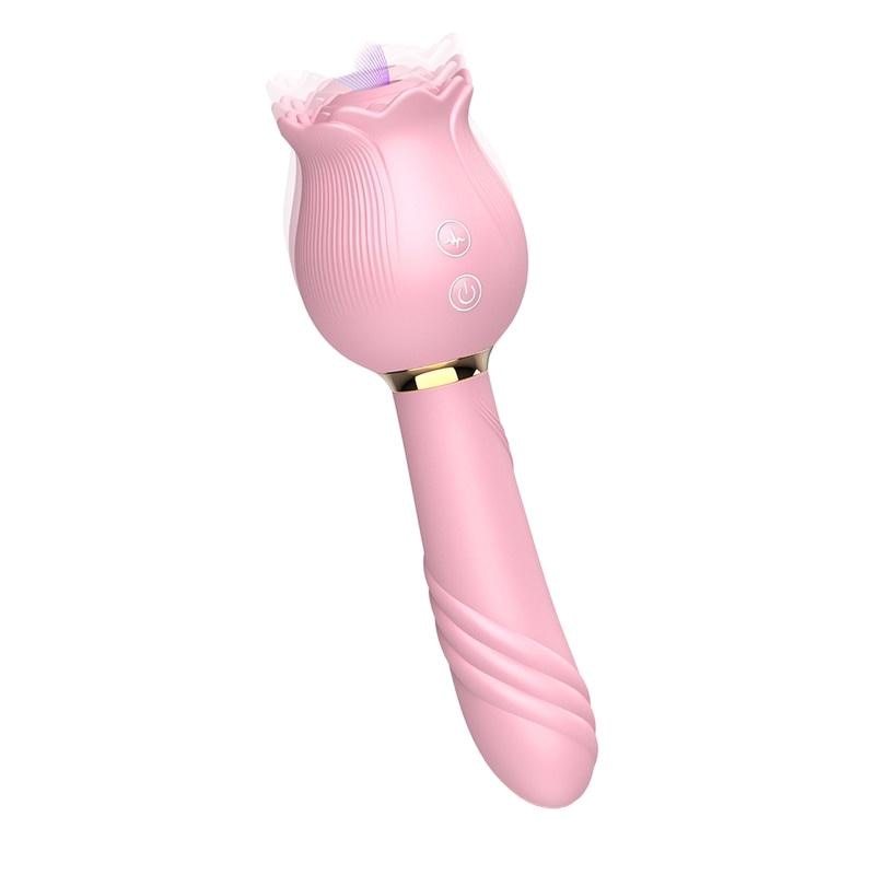 Succionador de Clítoris y Vibrador Rosa Rose 12 Modos - Silicona
