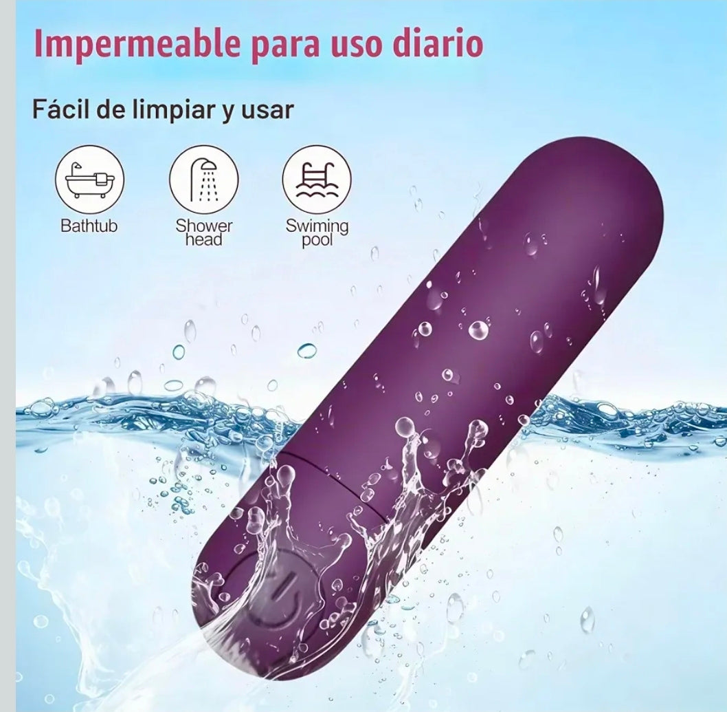 Mini Vibrador de Bala Recargable de Silicona - 10 Modos