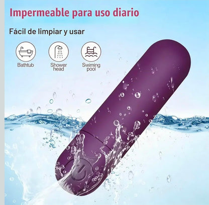 Mini Vibrador de Bala Recargable de Silicona - 10 Modos