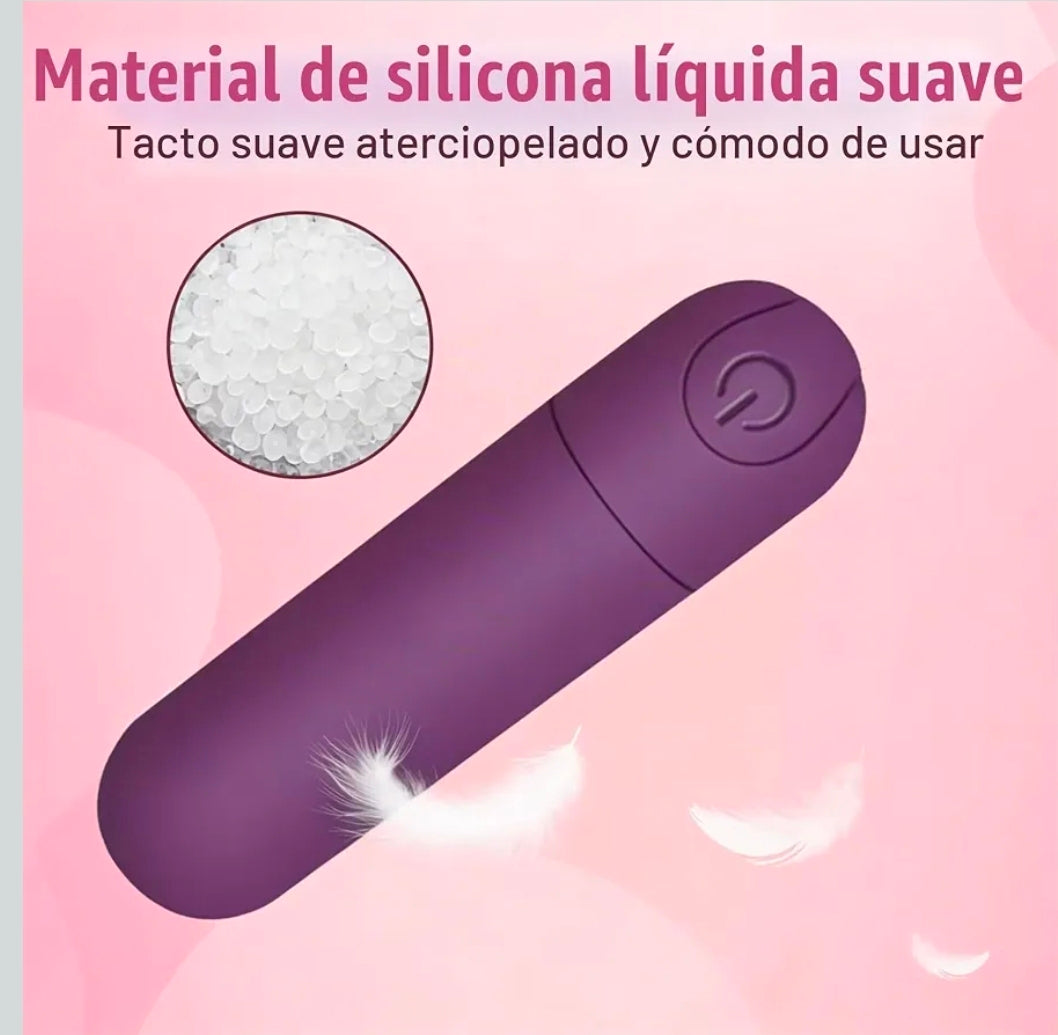 Mini Vibrador de Bala Recargable de Silicona - 10 Modos