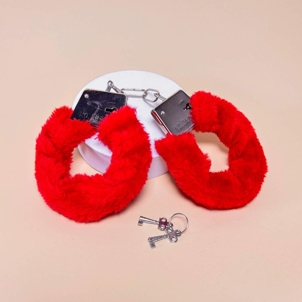 Kit Erótico de Iniciación Rojo | Esposas, Antifaz, Plumas y Dado