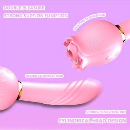 Succionador de Clítoris y Vibrador Rosa Rose 12 Modos - Silicona