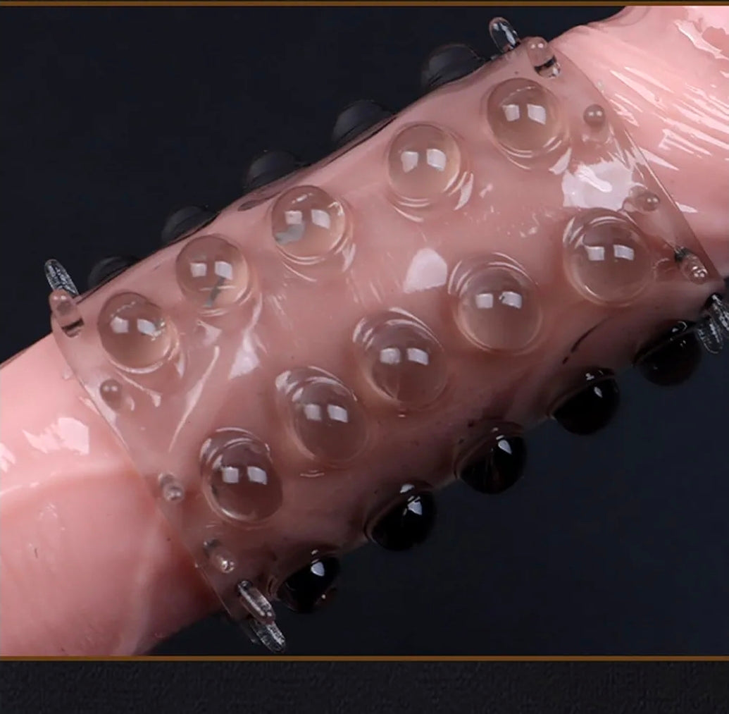 Anillo Manga Texturizado de Silicona para Parejas - Reutilizable