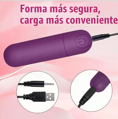 Mini Vibrador de Bala Recargable de Silicona - 10 Modos