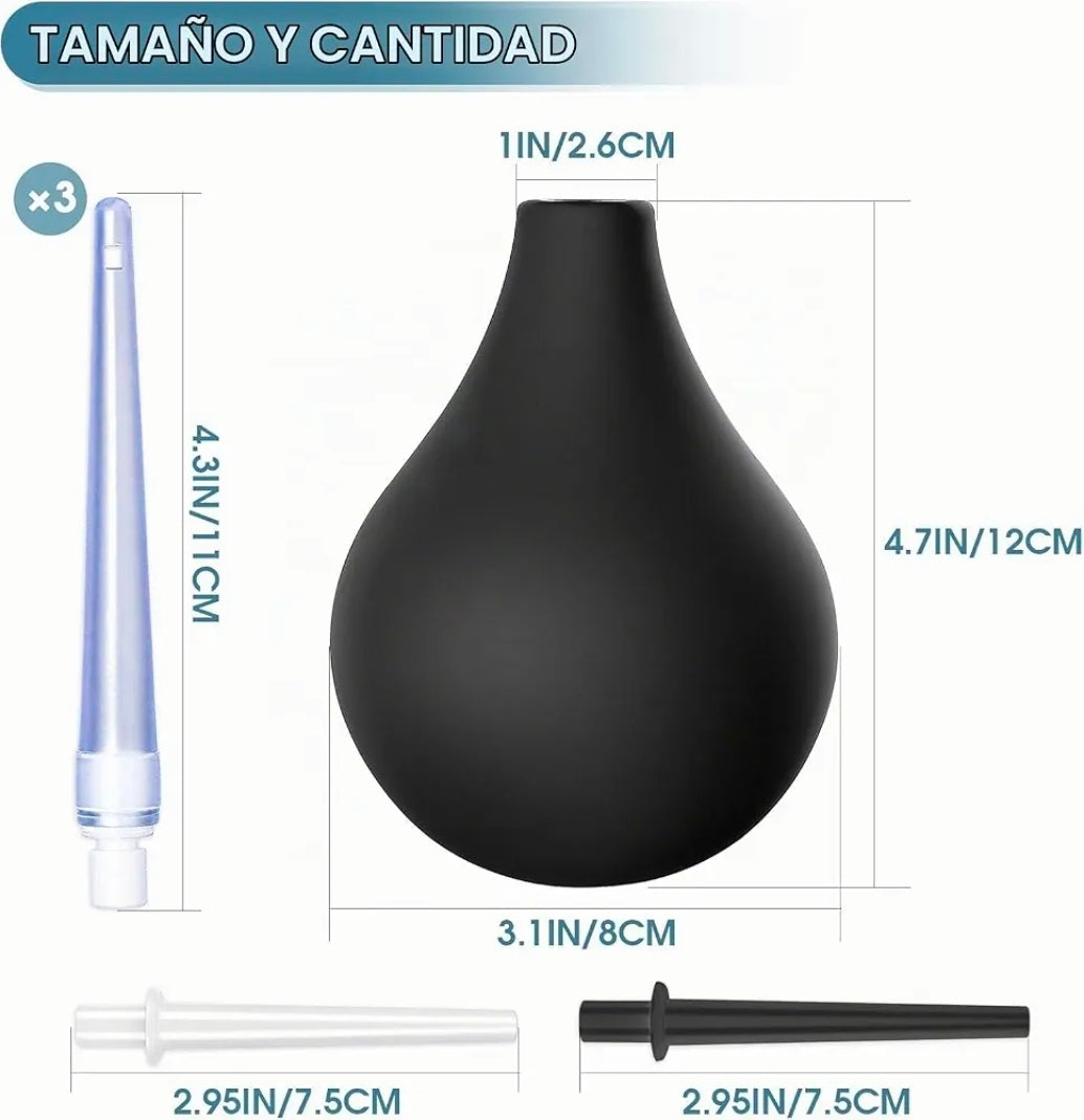 Kit de Enema Anal y Vaginal de Silicona con 5 Boquillas - 7.9 oz
