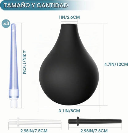 Kit de Enema Anal y Vaginal de Silicona con 5 Boquillas - 7.9 oz