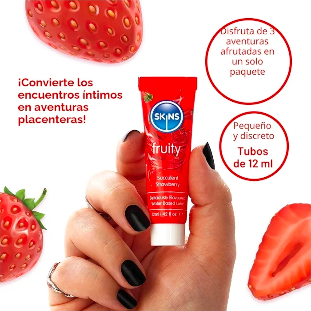 Pack Lubricantes de Sabores Skins Fruity Tubes 3 x 12ml – Base de Agua