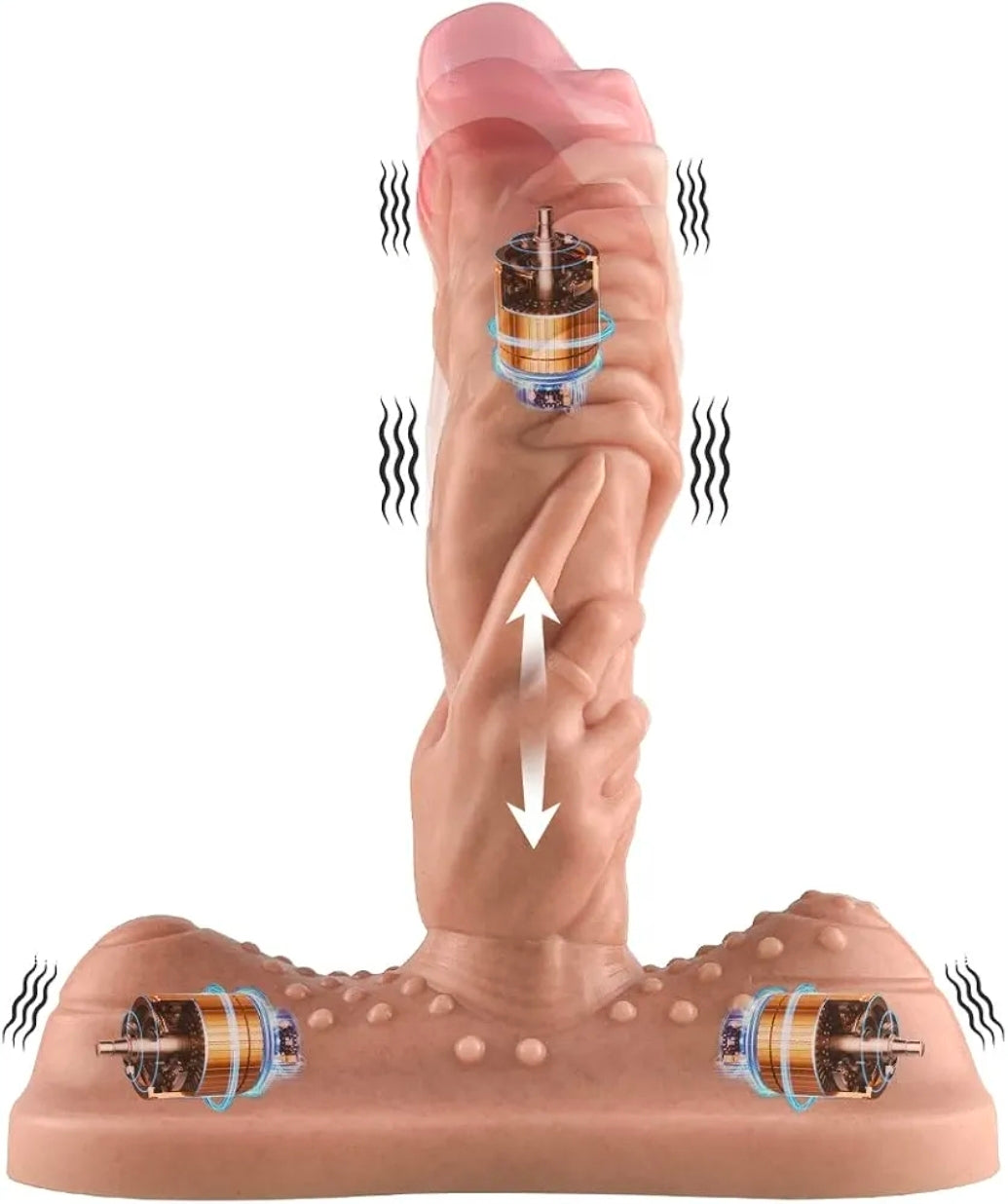 Dildo Consolador Realista con Empuje, Vibración y Calor-  Triple Motor