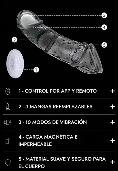 Funda Extensora de Pene Vibratoria Utimi 4 -1 con App