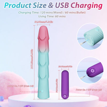 Vibrador Varita Flexible y Bala para Doble Estimulación con APP