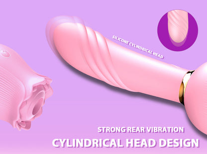 Succionador de Clítoris y Vibrador Rosa Rose 12 Modos - Silicona