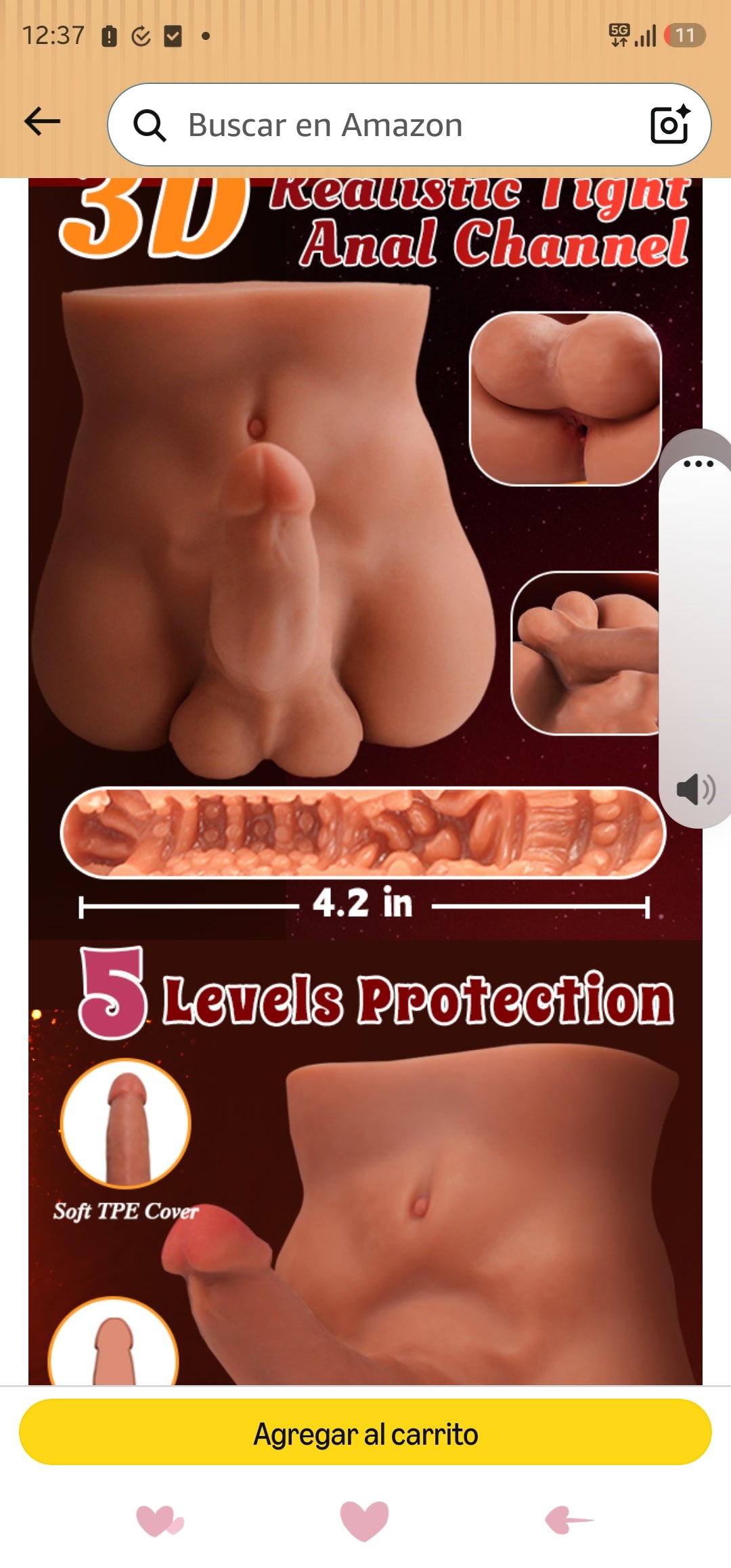 Torso Sex Doll Masculino 2 en 1 con Pene Realista de 19cm